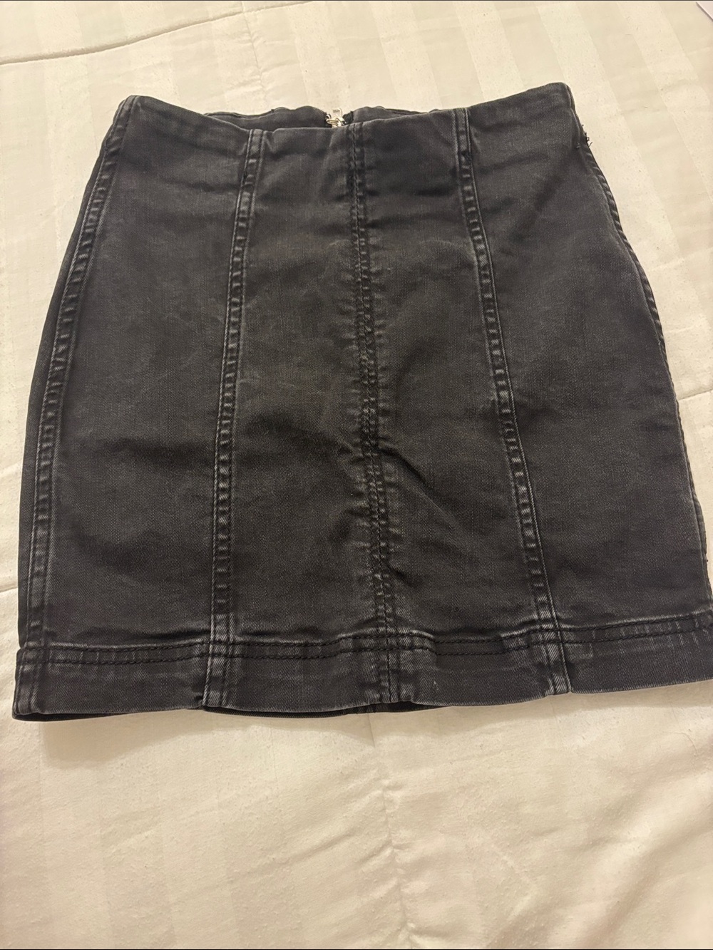 Free People Black Washed Denim Panel Mini Skirt